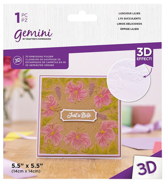 Gemini - 5.5" x 5.5" - 3D Embossing Folder - Luscious Lilies