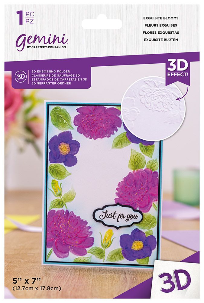 Gemini - 5" x 7" - 3D Embossing Folder - Exquisite Blooms