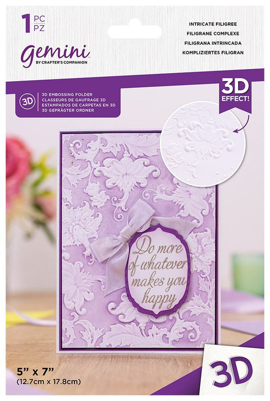 Gemini - 5" x 7" - 3D Embossing Folder - Intricate Filigree