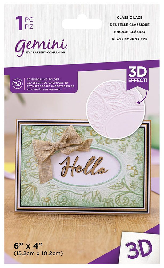 Gemini - 4" x 6" - 3D Embossing Folder - Classic Lace