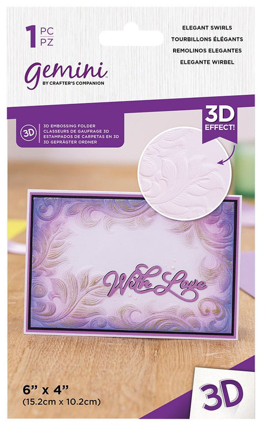 Gemini - 4" x 6" - 3D Embossing Folder - Elegant Swirls