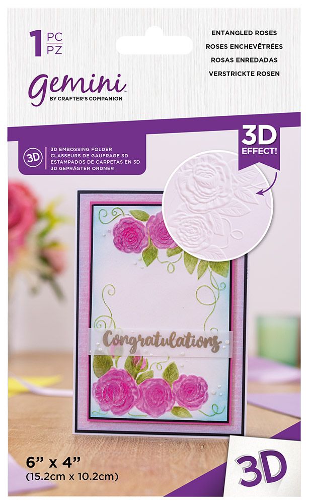 Gemini - 4" x 6" - 3D Embossing Folder - Entangled Roses