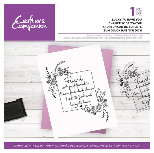 Crafters Companion Friends For Life Clear Acrylic Stamp - Lucky to have you