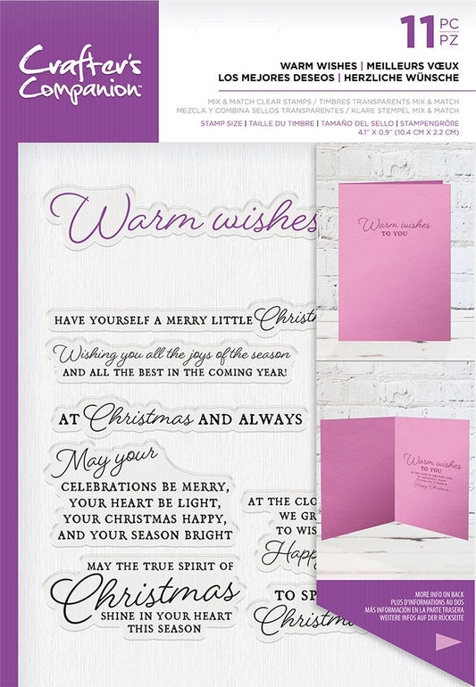 Crafters Companion Sentiment & Verses Clear Stamps - Warm Wishes
