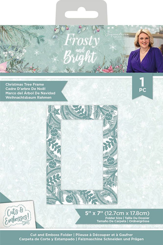 Sara Signature - Frosty and Bright - 5 x 7" Cut and Emboss Folder - Christmas Tree Frame