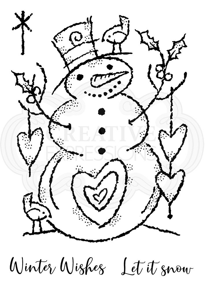 Woodware Clear Singles Loving Snowman 4 in x 6 in Stamp