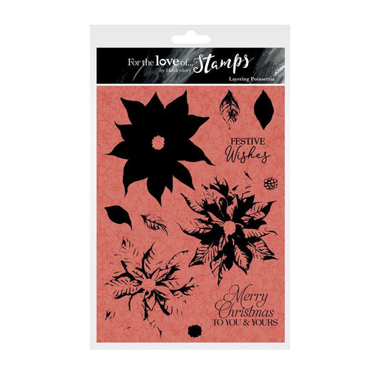Hunkydory For the Love of Stamp - Layering Poinsettia A5 Stamp Set