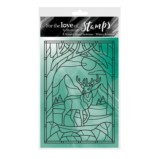For the Love of Stamps - A Stained Glass Christmas - Wintry Reindeer