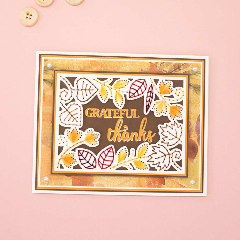 Gemini Embroidery Frame Create-a-Card Die - Swirly Leaves