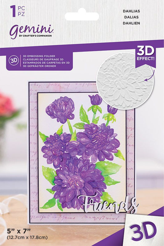 Gemini - 5 x 7 3D Embossing Folder - Dahlias