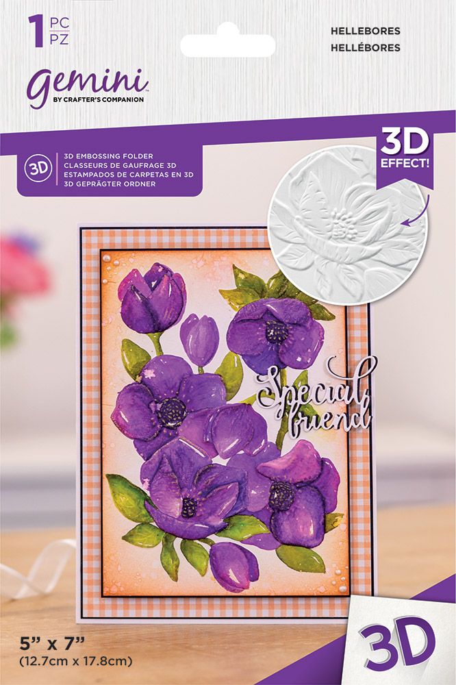 Gemini - 5 x 7 3D Embossing Folder - Hellebores