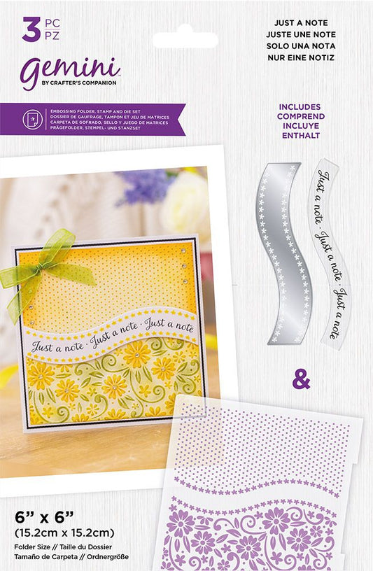 Gemini 6x6 Embossing Folder with Stamp & Die - Just a Note