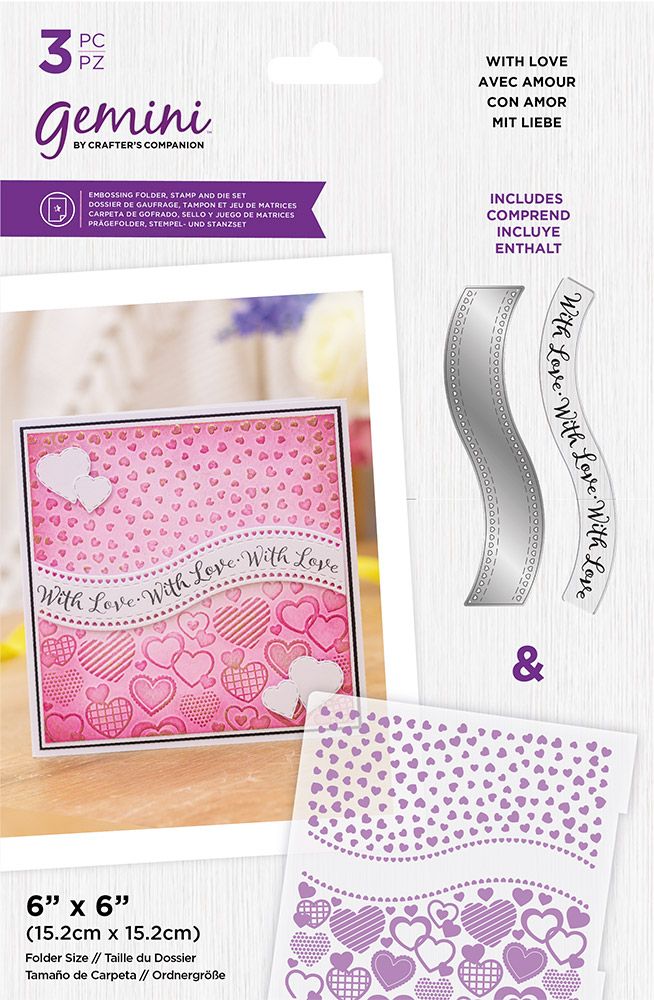 Gemini - 6x6 Embossing Folder with Stamp & Die - With Love - 3pc Set