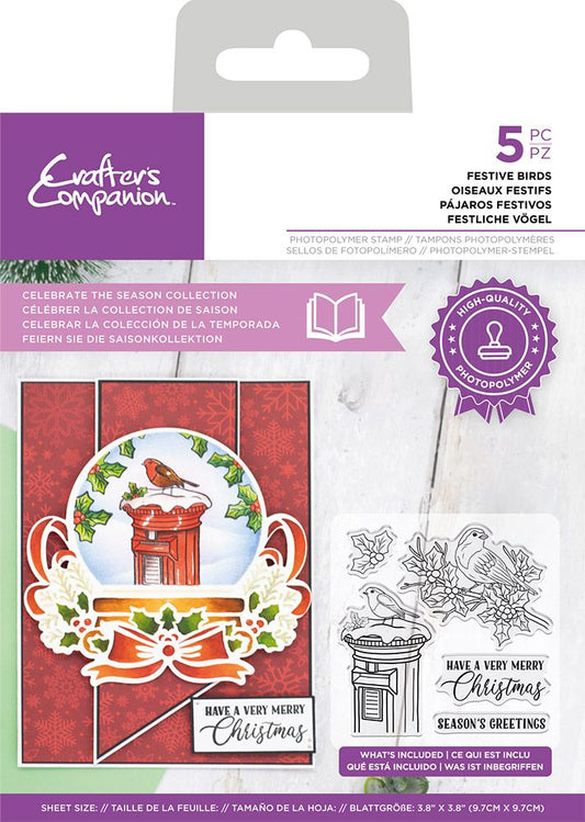 Crafters Companion Celebrate the Season Photopolymer Stamp - Festive Birds
