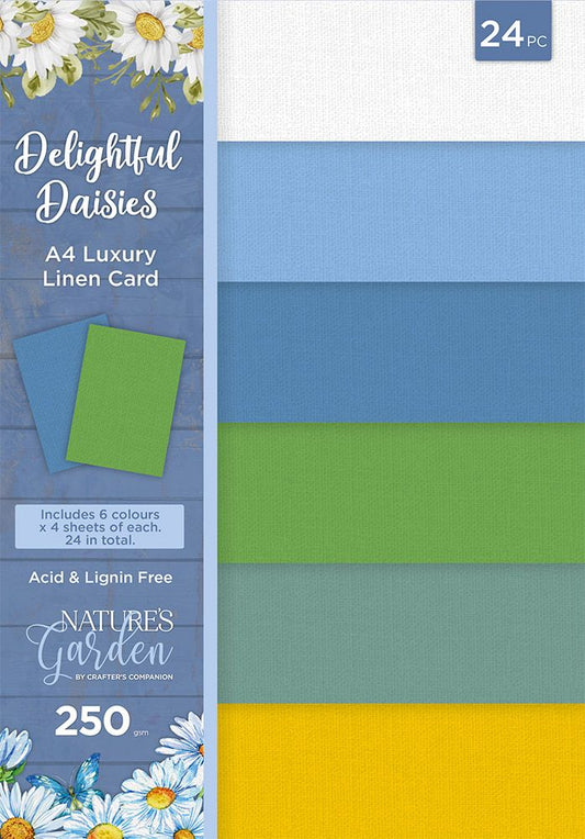 Natures Garden Delightful Daisies - Luxury Linen Card Pack A4