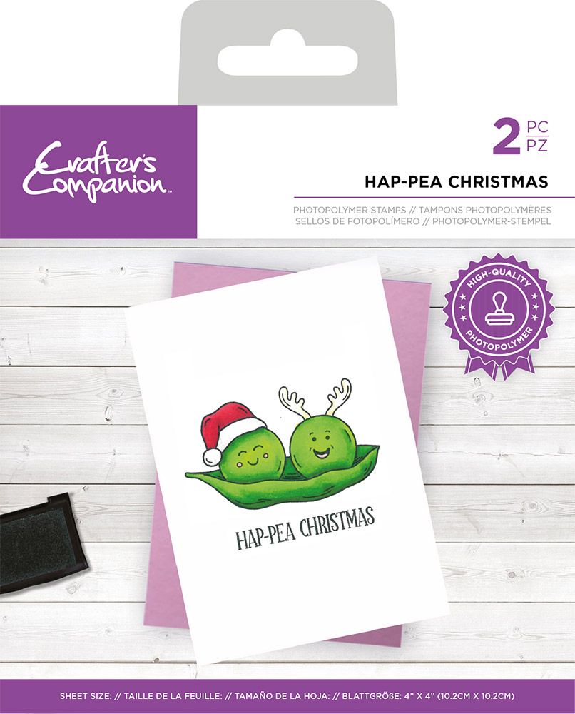 Crafters Companion Punny Christmas Photopolymer Stamp - Hap-pea Christmas