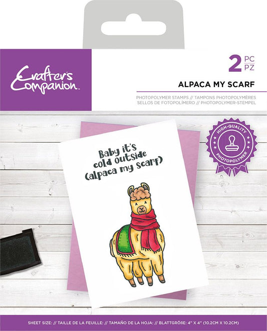 Crafters Companion Punny Christmas Photopolymer Stamp - Alpaca my Scarf