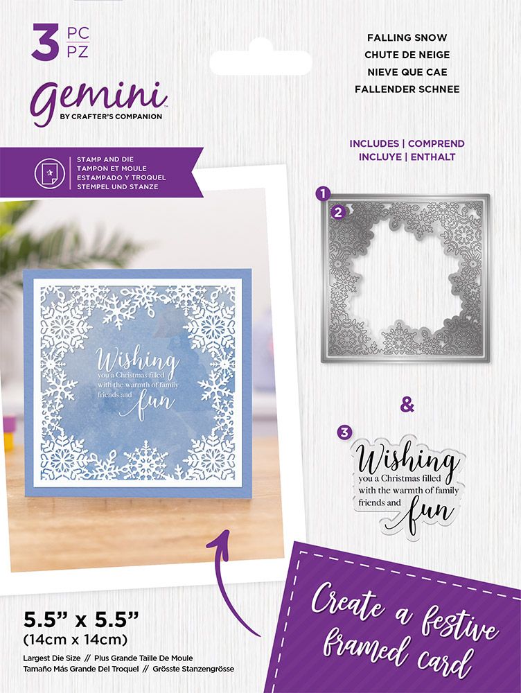 Gemini Christmas Decorative Frame Stamp and Die - Falling Snow