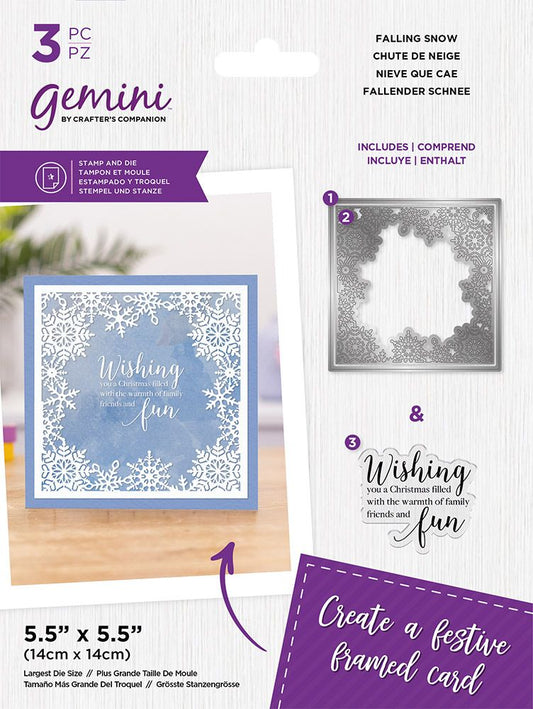 Gemini Christmas Decorative Frame Stamp and Die - Falling Snow