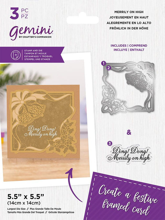 Gemini Christmas Frame Stamp and Die - Merrily on High