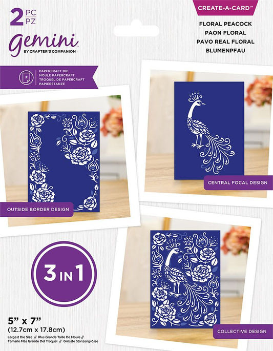 Gemini 3-in-1 Create a Card Die - Floral Peacock