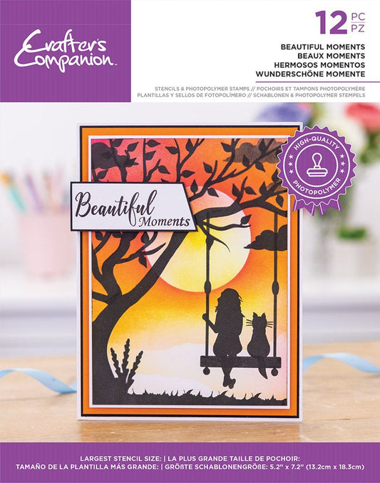 Crafters Companion Silhouette Stencils and Photopolymer stamp - Beautiful Moments