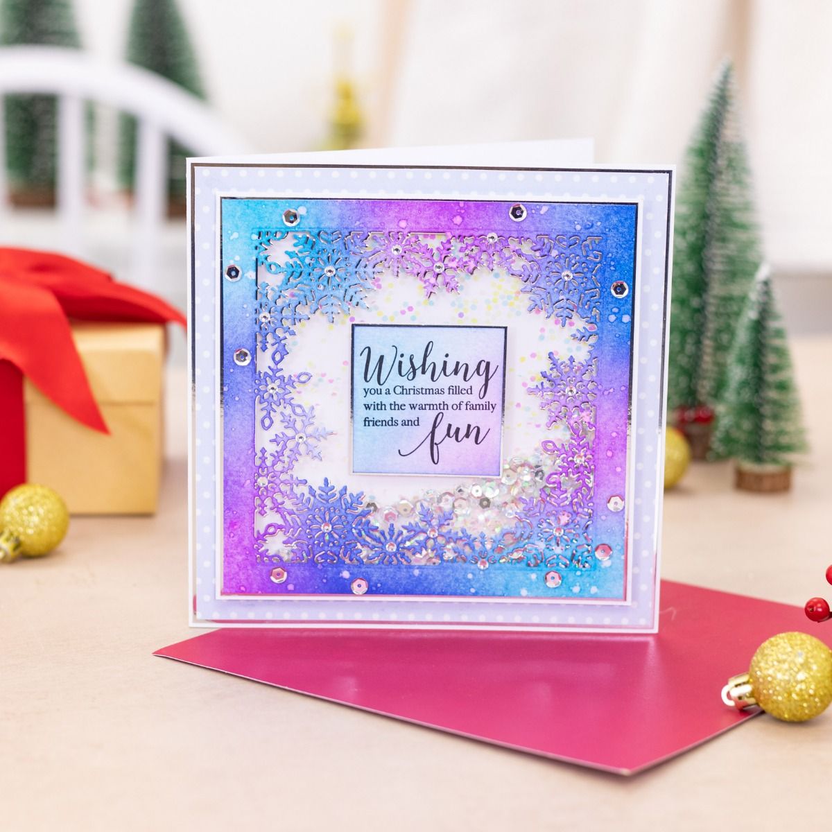 Gemini Christmas Decorative Frame Stamp and Die - Falling Snow