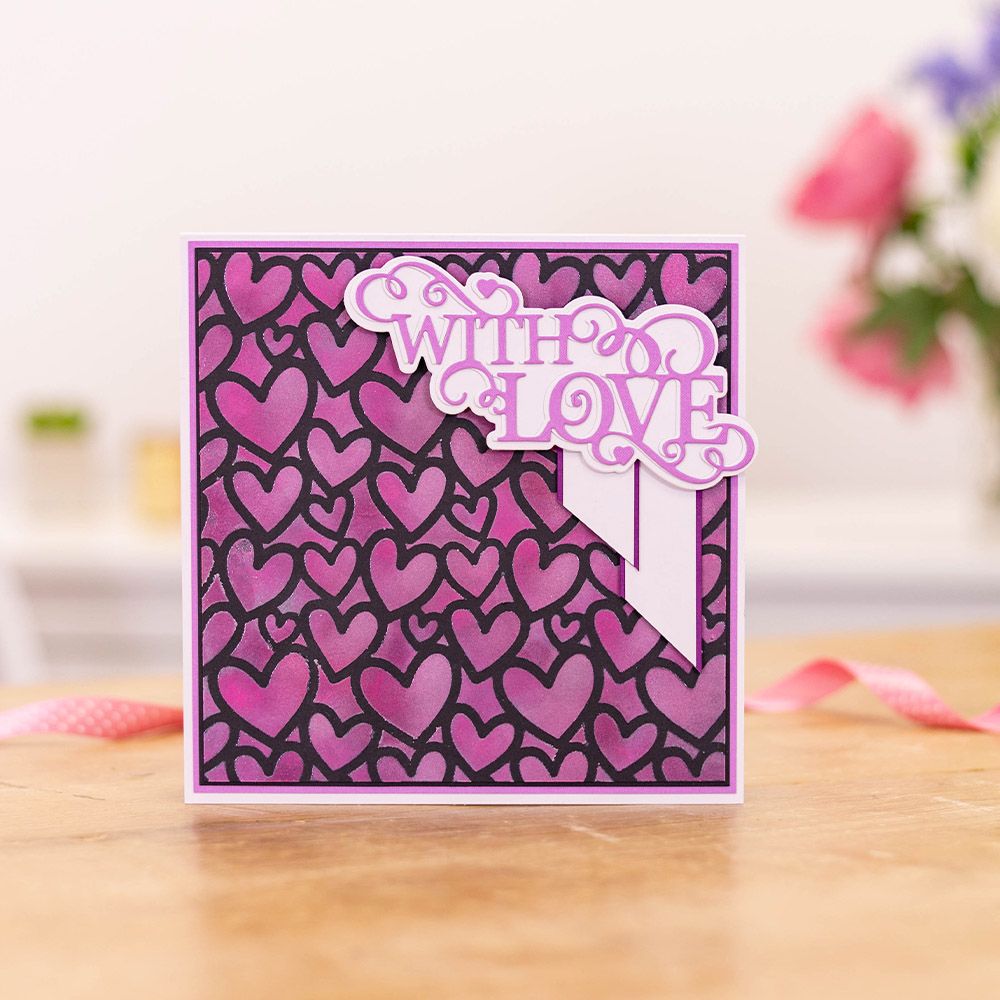 Crafters Companion Stencil 7 x 7" - Love Hearts