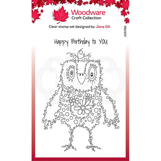Woodware Clear Singles Fuzzy Friends - Hugo 4 in x 6 in Stamp