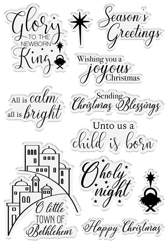 Bethlehem Collection Clear Acrylic Stamps - Joyous Sentiments
