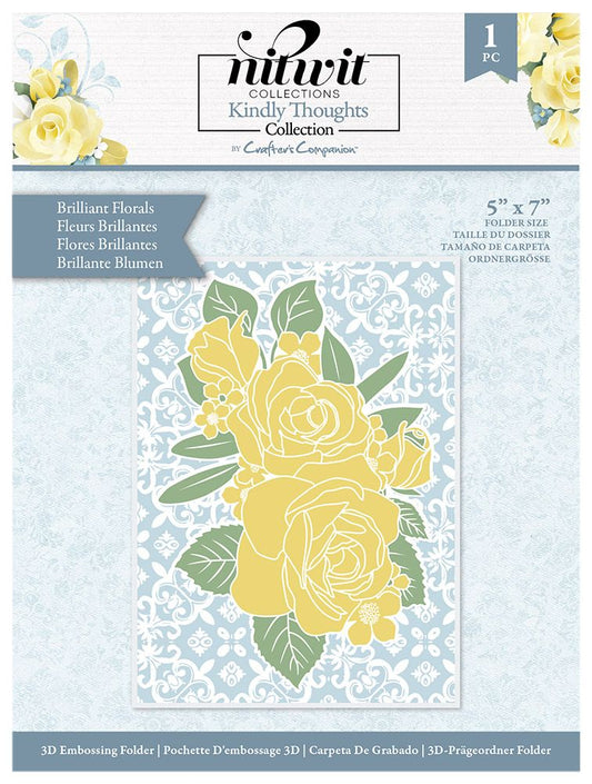 Nitwit Kindly Thoughts 5" x 7" 3D Embossing Folder - Brilliant Florals