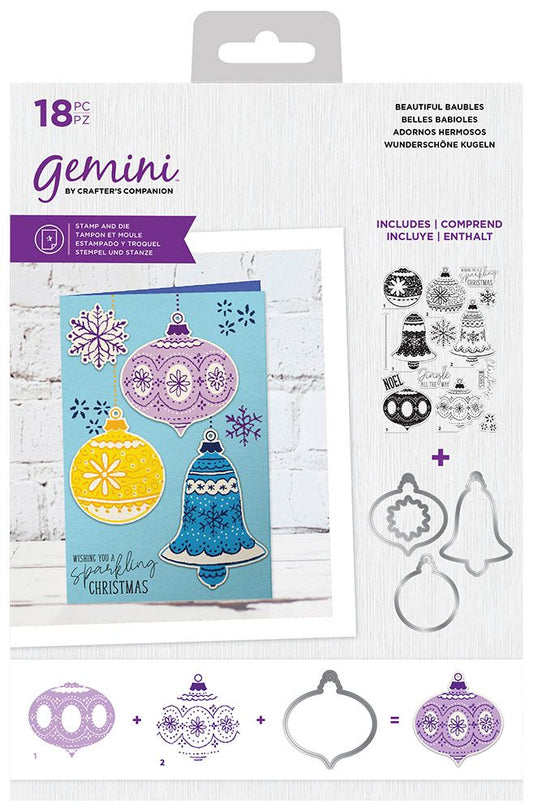 Gemini Christmas Layering Stamp & Die - Beautiful Baubles