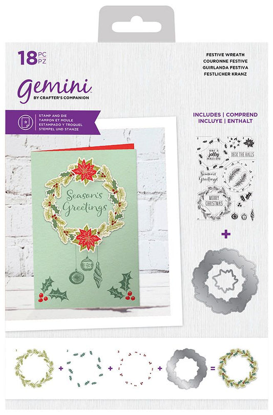 Gemini Christmas Layering Stamp & Die - Festive Wreath