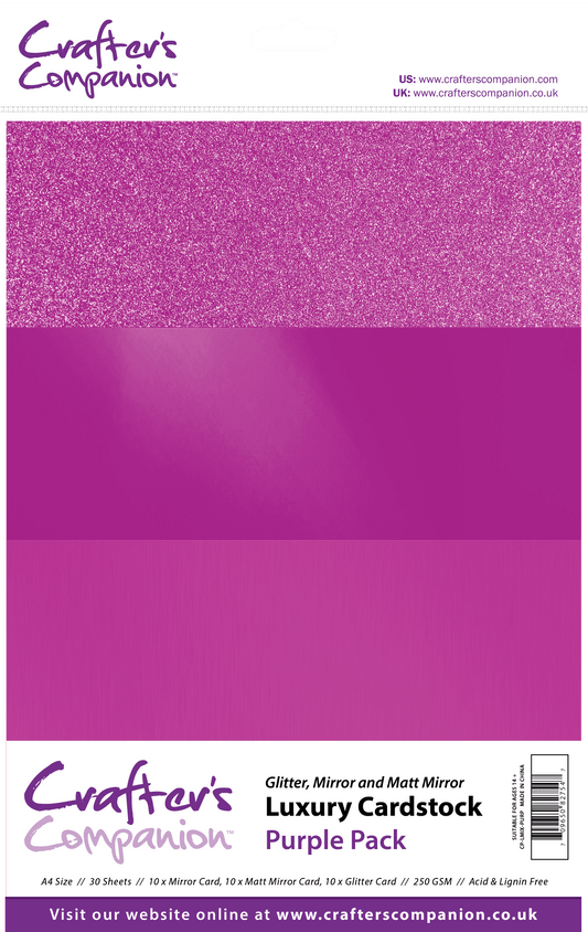 Crafters Companion A4 Luxury Cardstock Pack - Purple