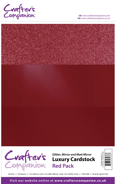 Crafters Companion A4 Luxury Cardstock Pack - Red
