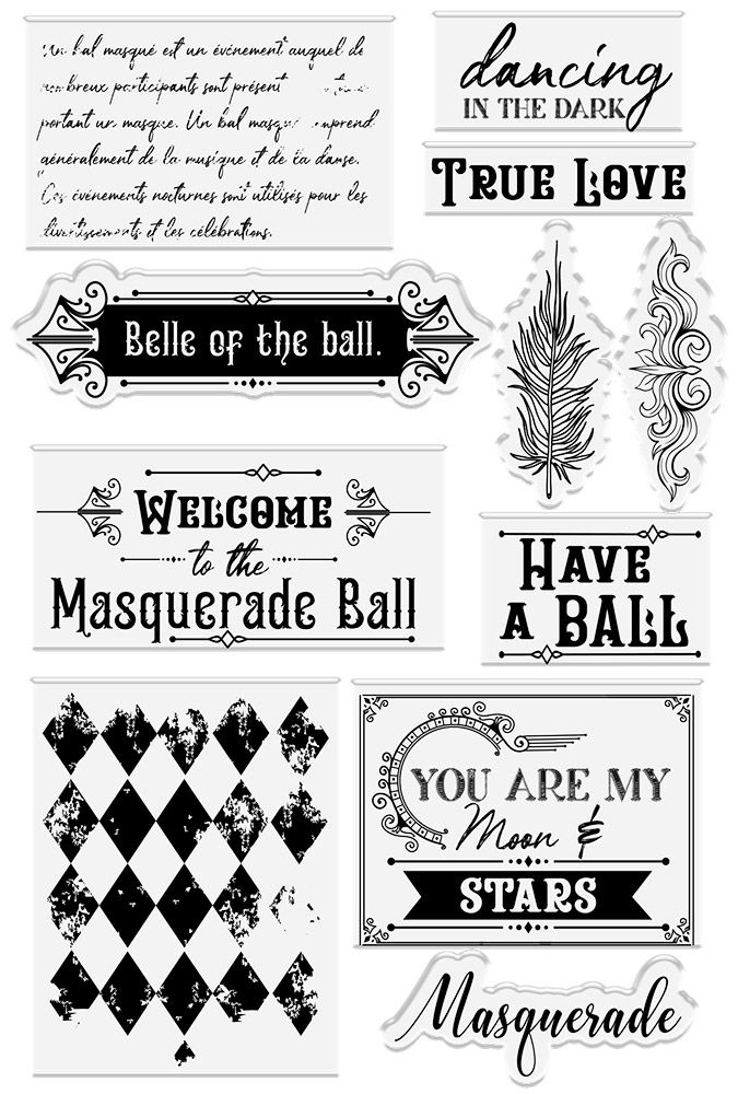 Masquerade Ball - Clear Acrylic Stamp - Masquerade Sentiments