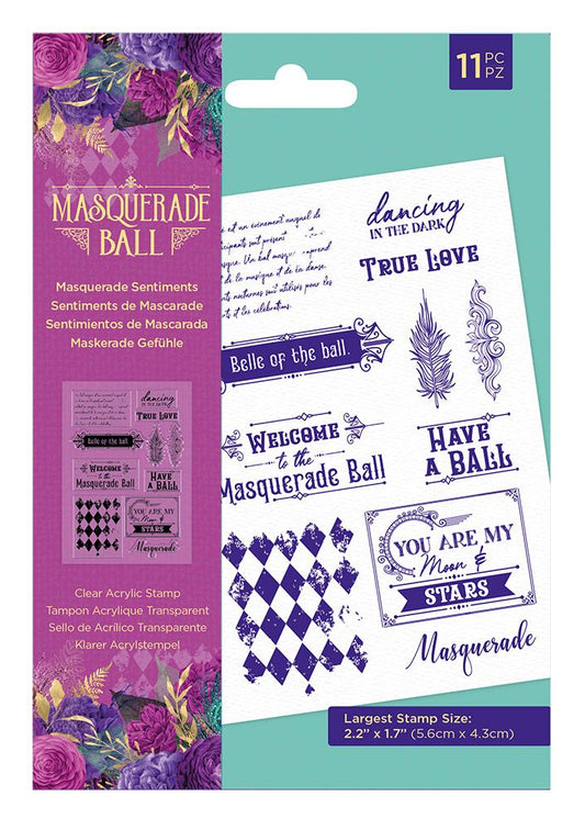 Masquerade Ball - Clear Acrylic Stamp - Masquerade Sentiments