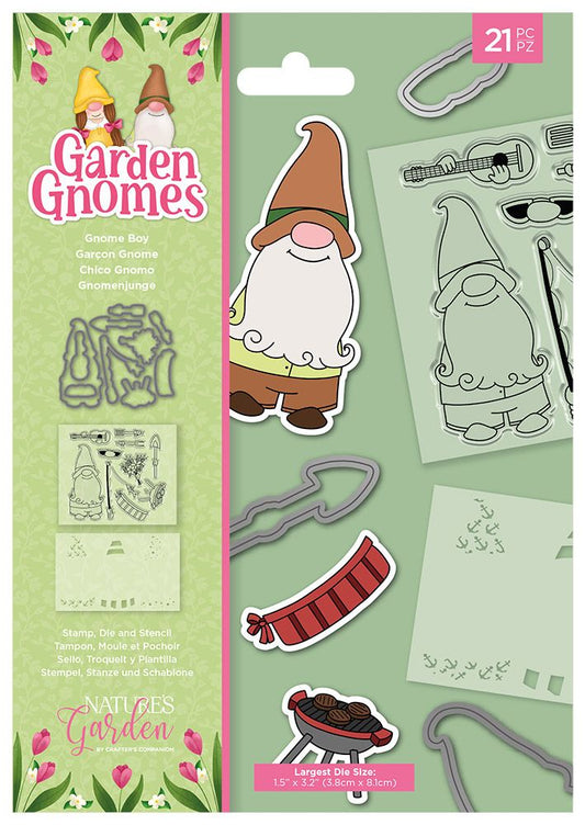 Natures Garden - Garden Gnomes Stamp, Die and Stencil - Gnome Boy