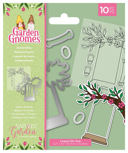 Natures Garden - Garden Gnomes Stamp and Die - Gnome Swing