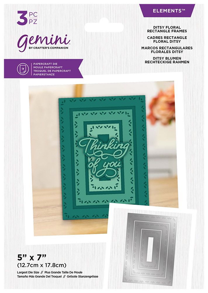 Gemini Elements Nesting Frame Die - Ditsy Floral Rectangle