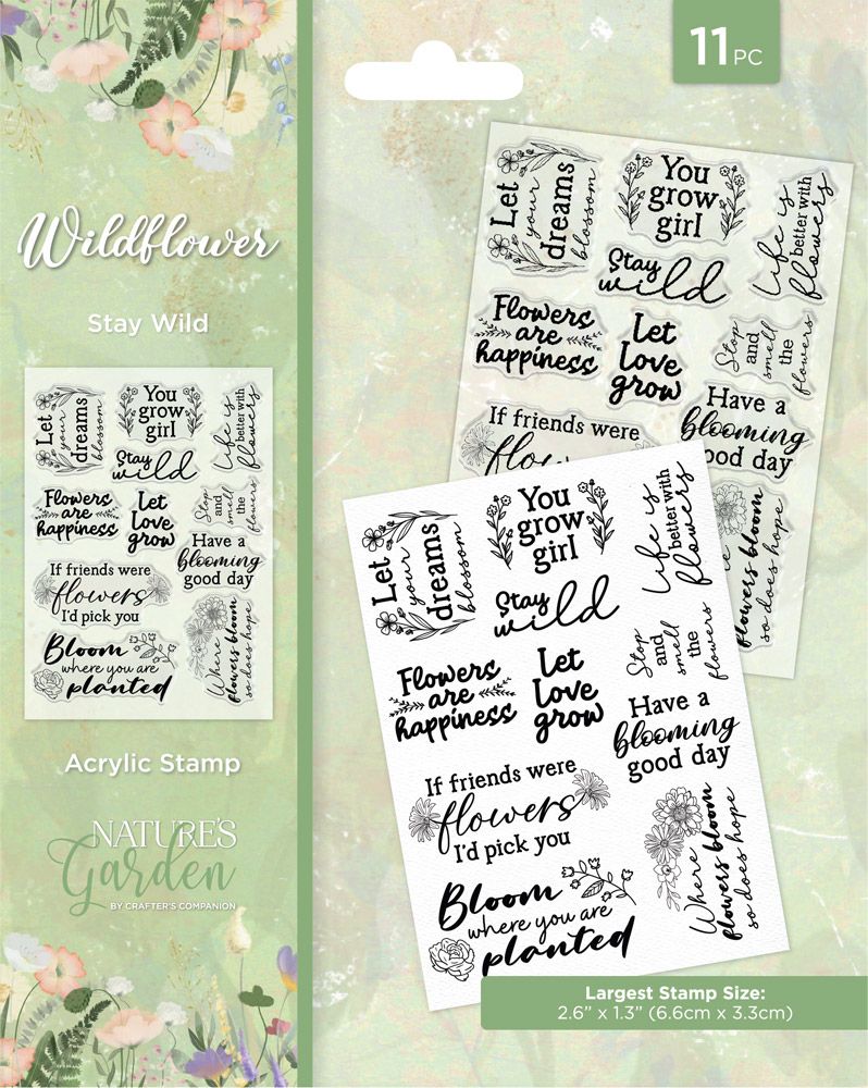 Natures Garden Wildflower Clear Acrylic Stamp - Stay Wild