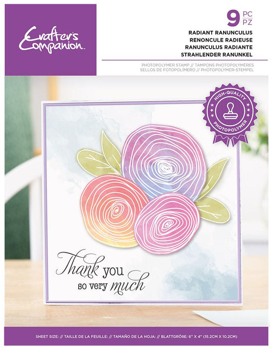 Clear Acrylic Stamp - Radiant Ranunculus - 9pc Set