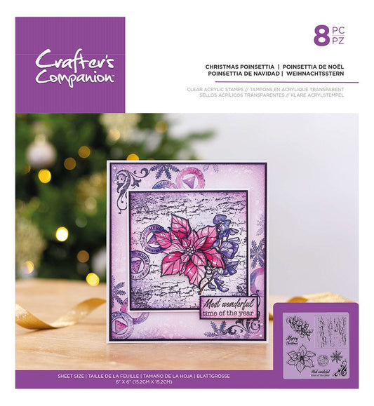 Crafters Companion - Clear Acrylic Stamp - Christmas Poinsettia