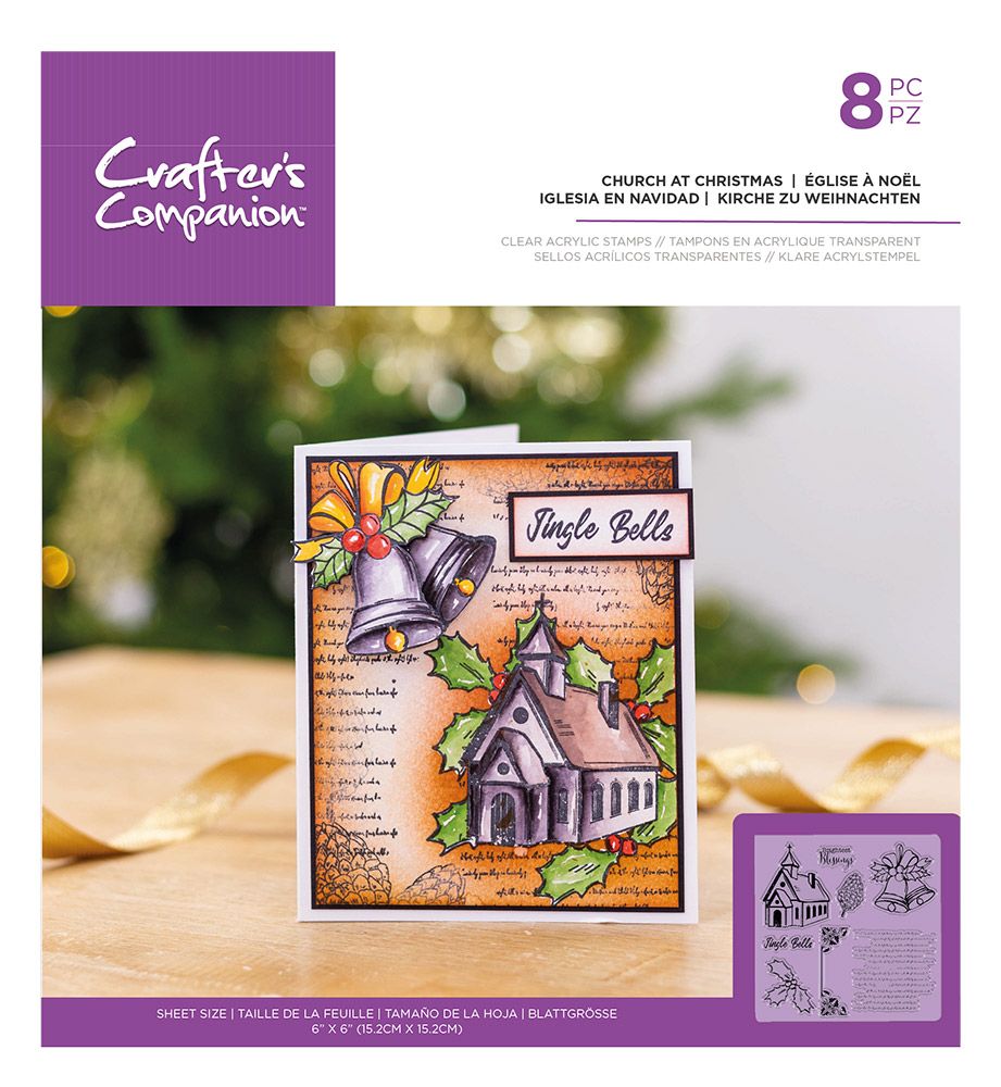 Crafters Companion - Clear Acrylic Stamp - Church at Christmas