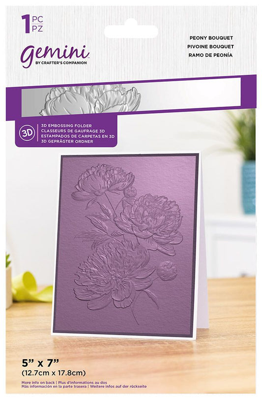 Gemini 5" x 7" 3D Embossing Folder - Peony Bouquet