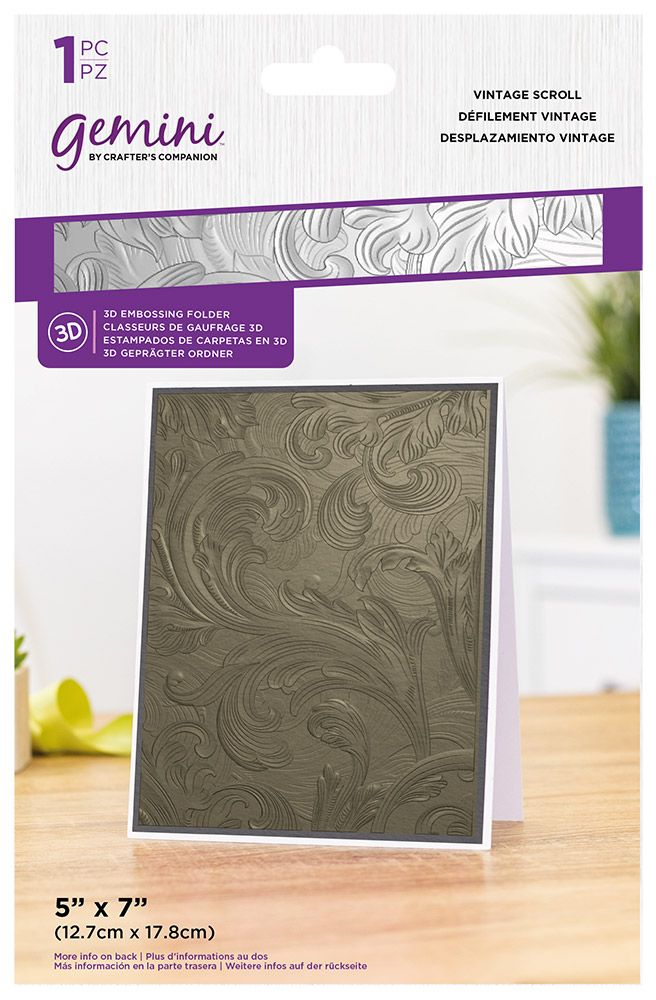 Gemini 5 x 7 3D Embossing Folder - Vintage Scroll