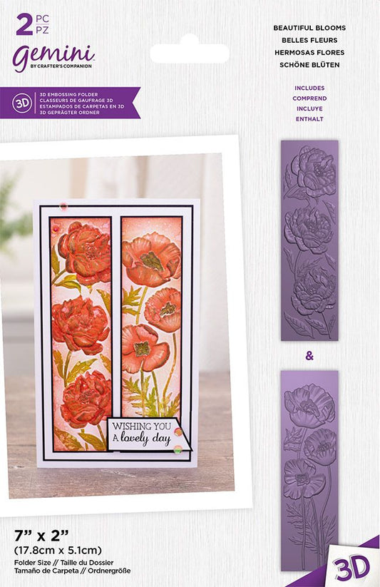 Gemini Floral Panel 3D Embossing Folder - Beautiful Blooms