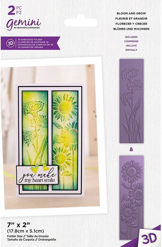 Gemini Floral Panel 3D Embossing Folder - Bloom and Grow