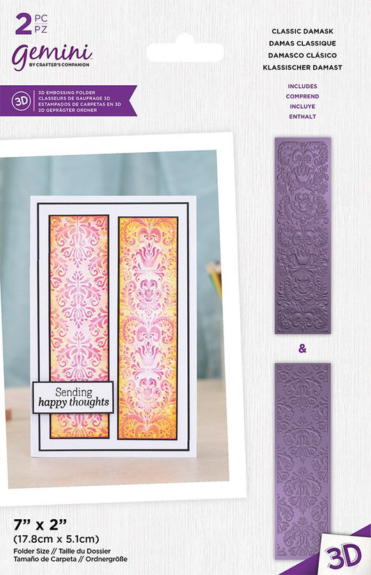 Gemini Floral Panel 3D Embossing Folder - Classic Damask