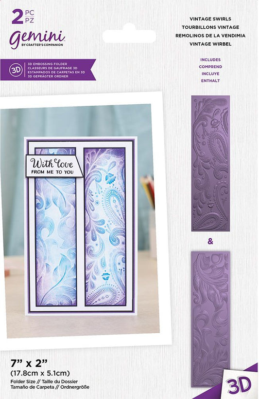 Gemini Floral Panel 3D Embossing Folder - Vintage Swirls